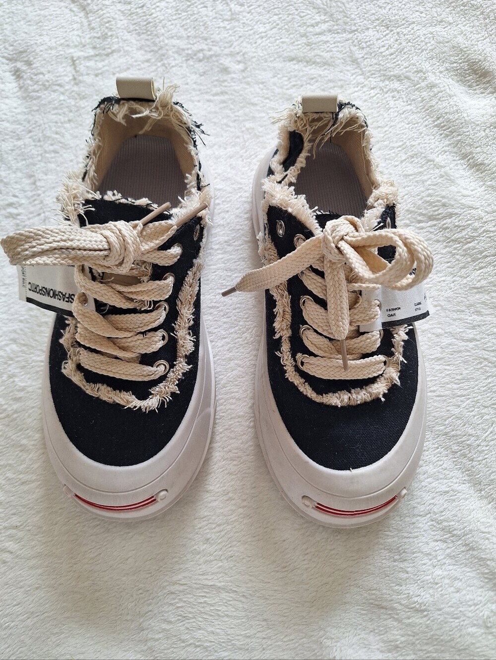 Smile Republic Distressed Sneakers Black Canvas Platform Size US 8.5 / EU 40